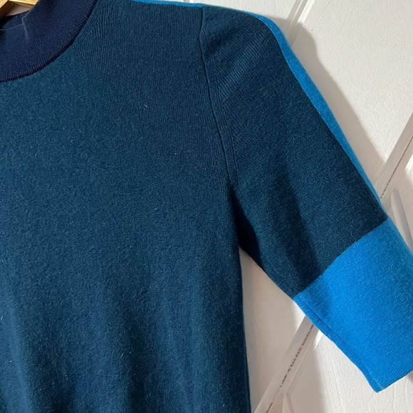 Tori Burch Color Block Short Sleeve Mock Neck 100% Cashmere Sweater - Picture 16 of 16